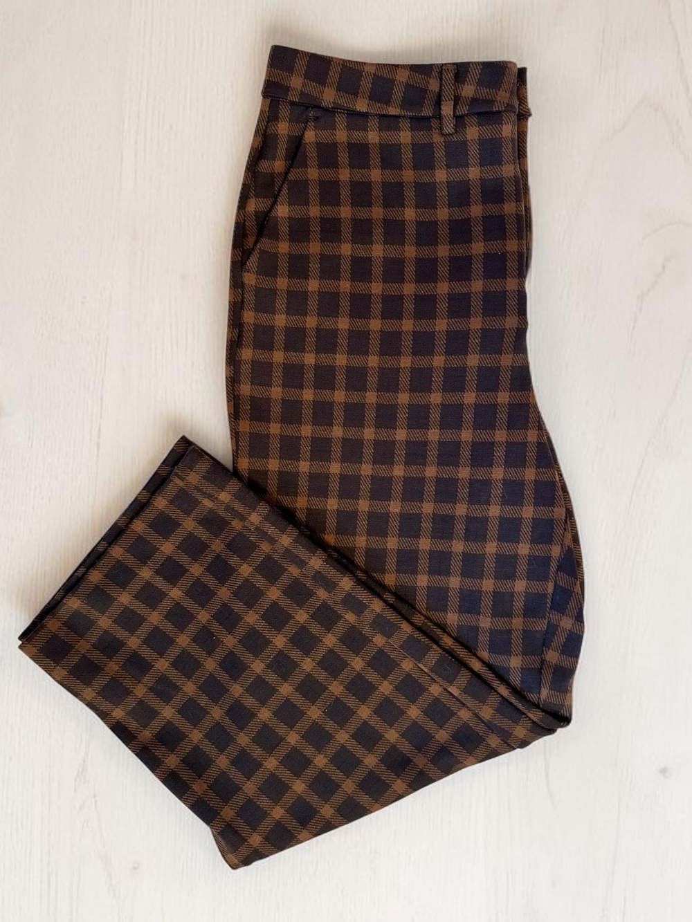Simons Brown Plaid Wide Leg Trousers Woman Size XL